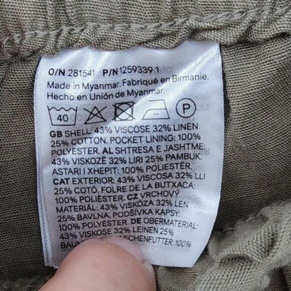 New NWT Wide Leg Linen Blend Pants Green Army Size Large‎ - Picture 10 of 10